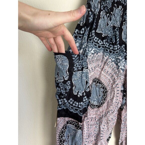 The Elephant Pants Small S Palazzo Lounge Ethnic Tribal Cargo Wide Leg Viscose - Picture 4 of 5